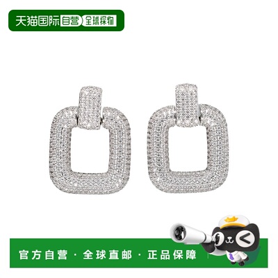 1h可退 香港直邮Self-Portrait 女士 Knocker 银色水晶耳环 AW256