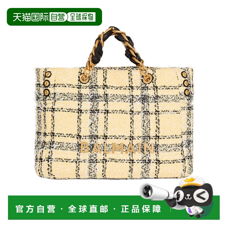 香港直邮Balmain 格子花呢 1945 单肩包 GN1FF827TTWN
