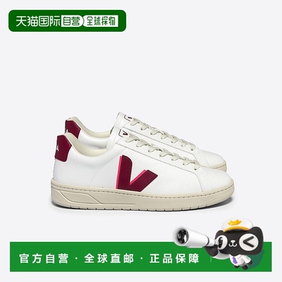 自营欧洲直邮VEJA Urca系列白色/玛莎拉酒红色棉制仿皮V标识运动