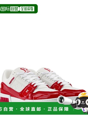 自营欧洲直邮LV路易威登 男士红色皮革老花图案运动鞋