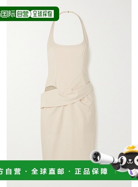 香港直邮Jacquemus 女士 Hielo 剪口垂褶羊毛混纺挂脖迷你连衣裙