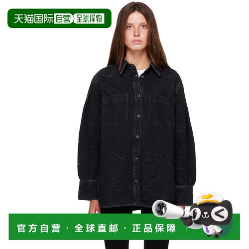 香港直邮GANNI 甘尼 女士 黑色 Broderie Anglaise 牛仔衬衫 A104