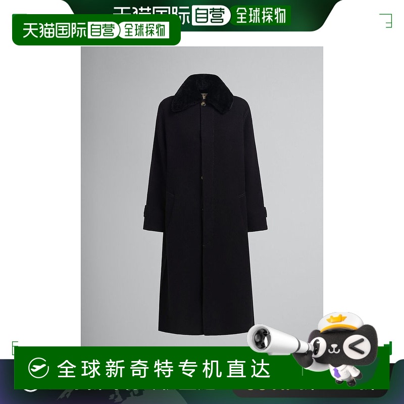 欧洲直邮MARNI 羊毛领黑色羊绒大衣