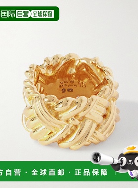 香港直邮Bottega Veneta 葆蝶家 女士 编织镀金银色戒指 795575VA