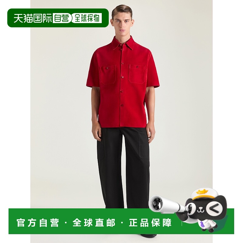 欧洲直邮纪梵希（2025 年发布）高级定制缝线麂皮衬衫短袖外套