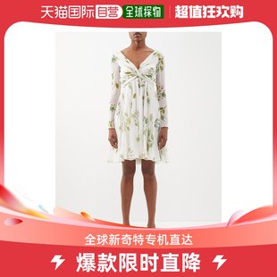 女士扭曲玫瑰印花真丝乔其纱连衣裙 香港直邮Giambattista Valli