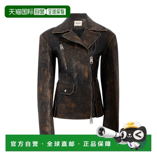 1h可退 香港直邮KHAITE 女士 Catalina 磨破皮革夹克 brown棕色