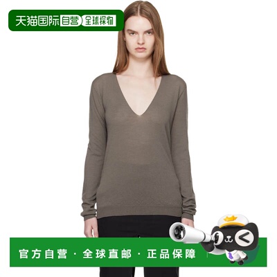 香港直邮rick owens 瑞克 欧文斯 女士 灰色 Temple V Neck Pull