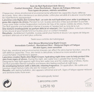 Lancome兰蔻男女Hydra Zen Nuit抗压力保湿晚霜50ml正品