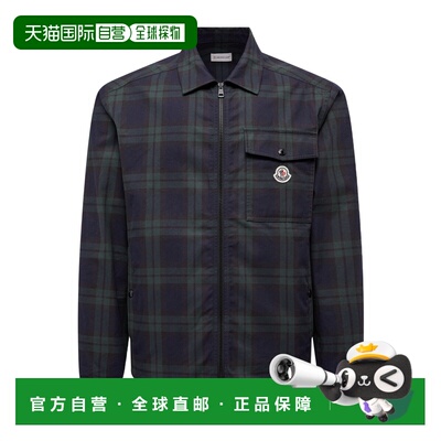 1h可退 香港直邮Moncler 格纹棉质华达呢长袖衬衫 K20912F00007M7