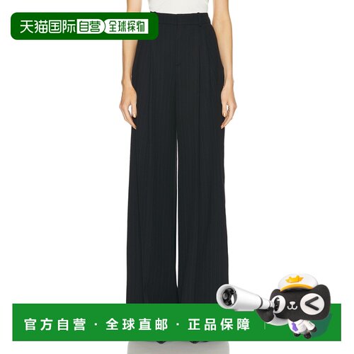 香港直邮Saint Laurent 圣罗兰 女士 条纹羊毛阔腿休闲裤 775096Y