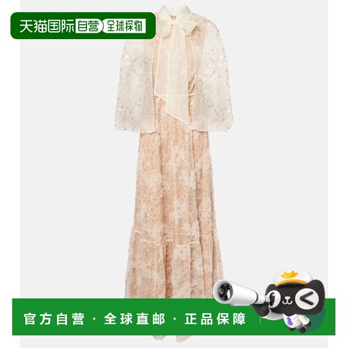 香港直邮Self-Portrait 女士 刺绣披肩睡裙 beige米色 舒适时尚
