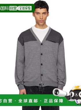 1h可退 香港直邮Lanvin 朗雯 男士 灰色 Bicolor 开衫 RMCA0014K0