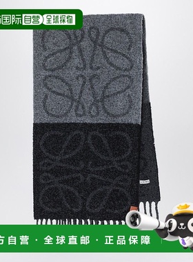 1h可退 香港直邮LOEWE 罗意威 女士 ANAGRAM 深灰色/黑色围巾 F81