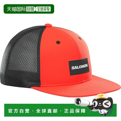 自营欧洲直邮SALOMON 橙红色合成材料平沿帽男女通用萨洛蒙