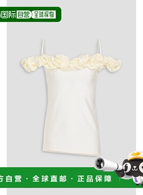 香港直邮Coperni 女士 露肩荷叶边弹性针织上衣 COPT79F5001WHITE