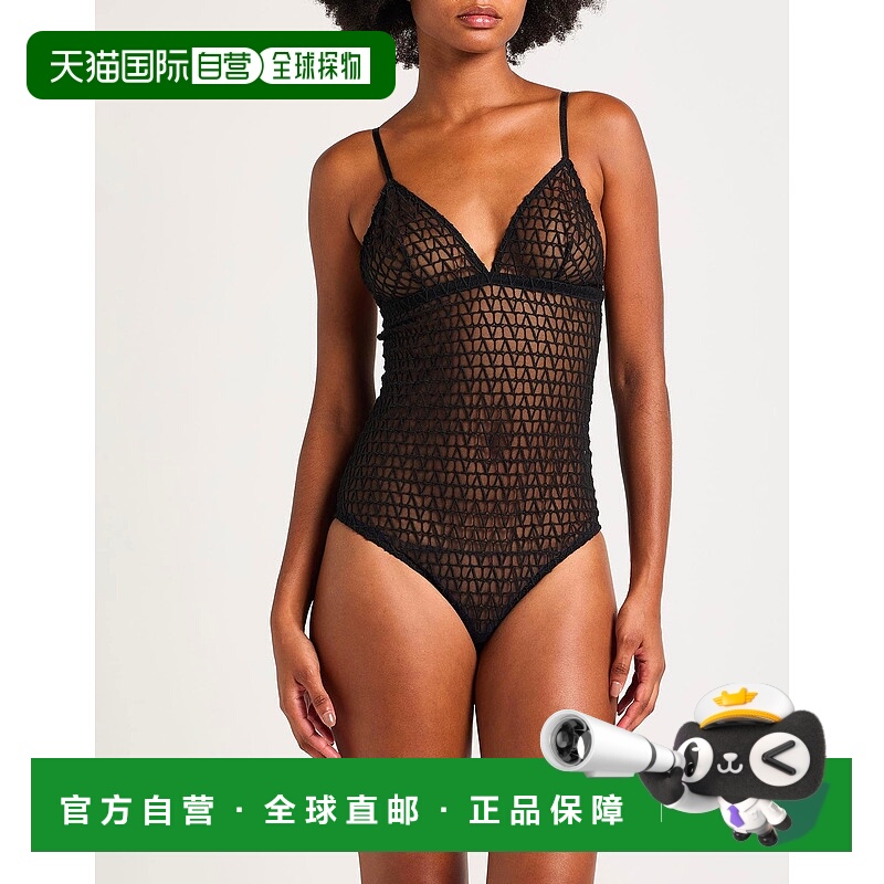 1h可退 香港直邮Valentino 华伦天奴 女士 内衣连体衣 black黑色