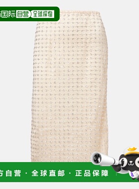 香港直邮Staud 女士 Ciara 钉珠透视薄纱中长半身裙