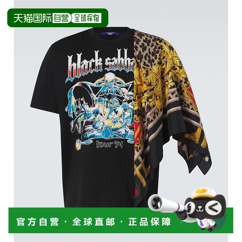 香港直邮Junya Watanabe 渡边淳弥 男士 Sabbath 黑色披肩棉质针T