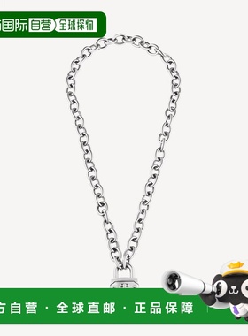欧洲直邮BALENCIAGA（巴黎世家）Bb 银挂锁项链/仿古银