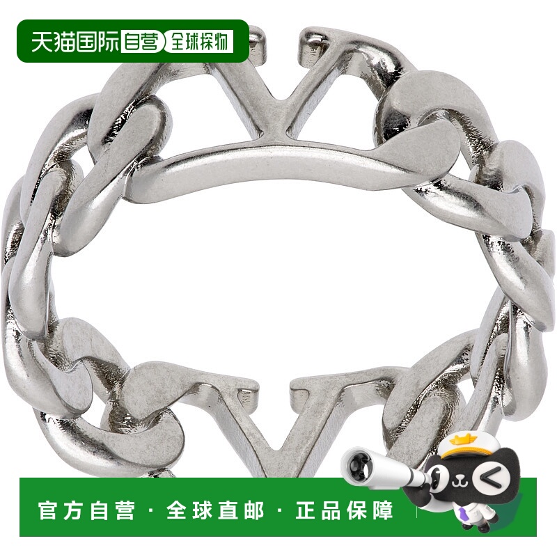 香港直邮valentino 华伦天奴 男士 银色 VLogo Signature 戒指 6Y