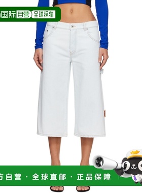 1h可退 香港直邮off-white 女士 蓝色 Wide Crop 牛仔短裤 OWYA06