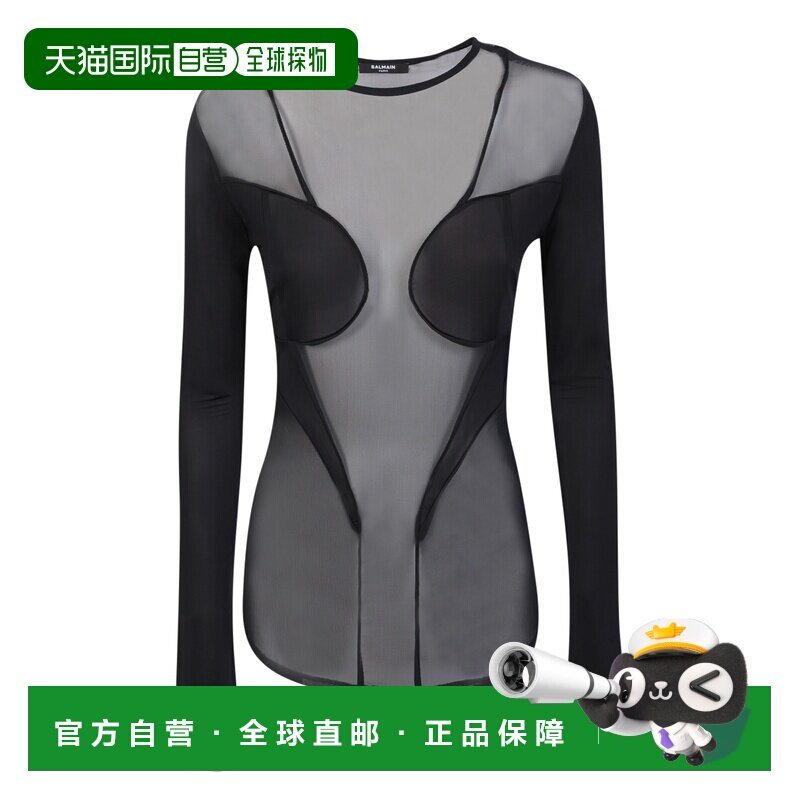 1h可退 香港直邮BALMAIN 女士T恤 AF1AR460MC180PA SS2023 黑色 L