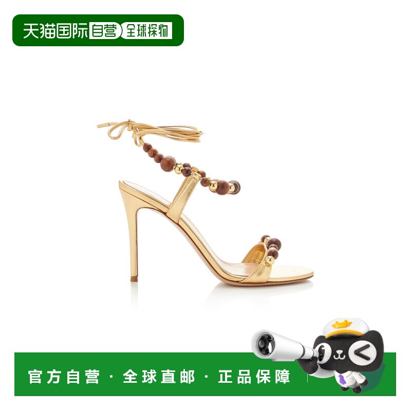 美国直邮Gianvito Rossi 吉安维托 罗西 女士 珠饰金属感皮革凉鞋
