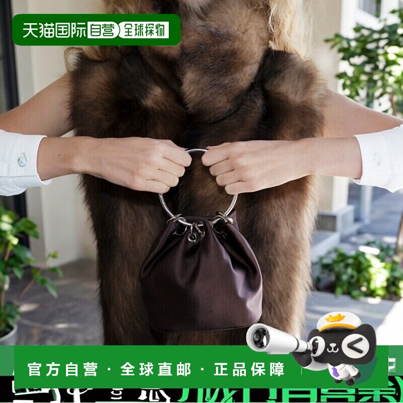 自营欧洲直邮Mango芒果 女士巧克力色带金属手柄的手提包斜挎包