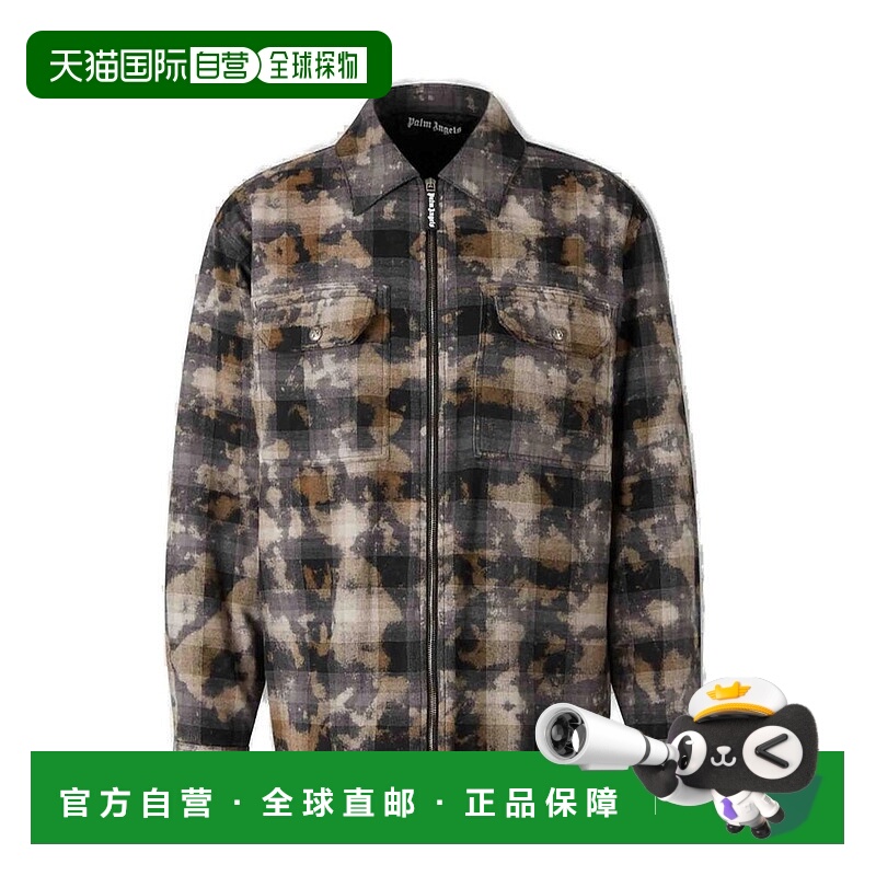 1h可退 香港直邮Palm Angels 棕榈天使 男士 弧形標誌格紋外套 PM