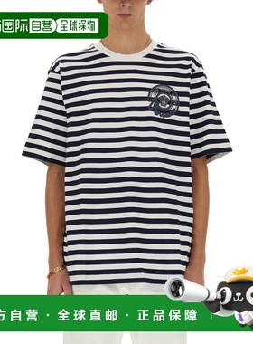 香港直邮Versace 范思哲 男士 条纹短袖T恤 10133021A09873刺绣
