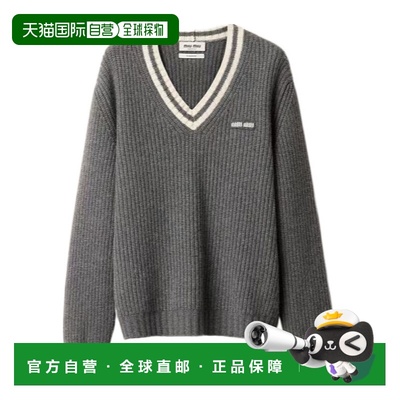 香港直邮Miu Miu 羊毛和羊绒 V 领针织长袖毛衣 MMLA27150HSOOO