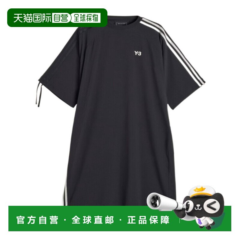 1h可退 香港直邮Y-3 女士T恤 KD1481 SS2026 黑色 束腰三条纹大号