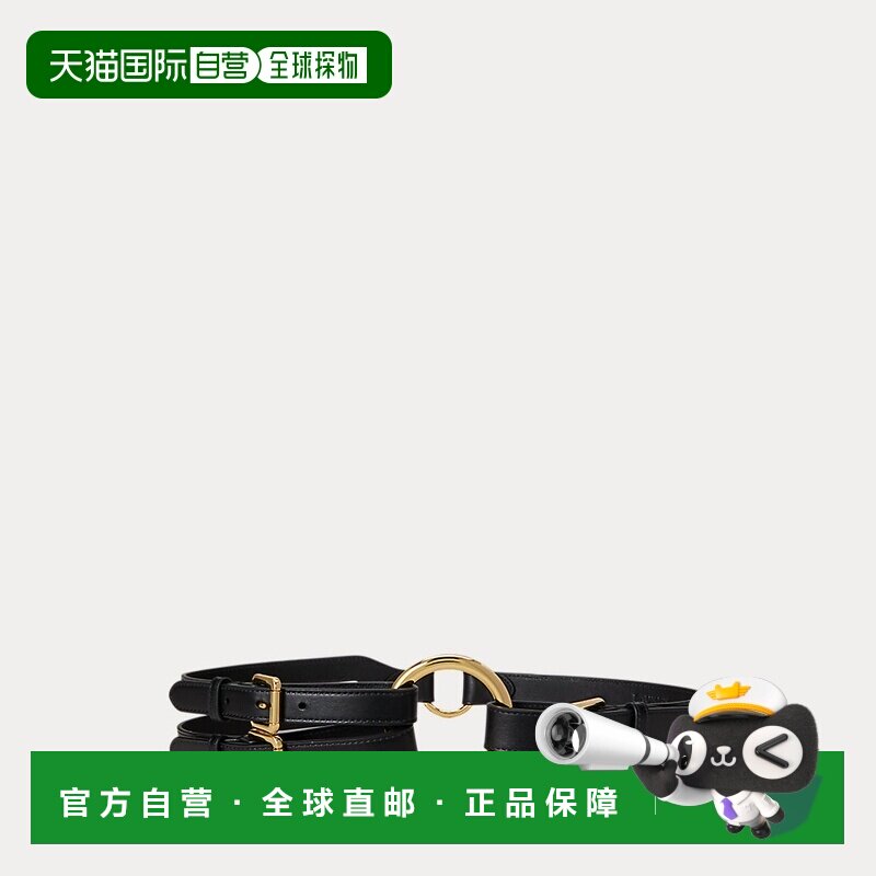 自营欧洲直邮Ralph Lauren拉夫劳伦 女士黑色/多色皮革O型环腰带