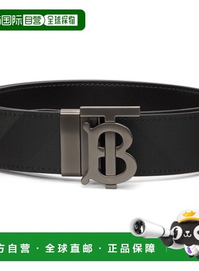香港直邮Burberry 巴宝莉 男士 黑色 Check TB 双面腰带 8065339