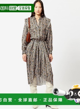 香港直邮Isabel Marant 长袖印花中长连衣裙 RO0235FAA3J09I