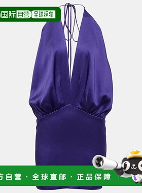 1h可退 香港直邮Blumarine 蓝色情人 女士 挂脖缎面迷你连衣裙 00