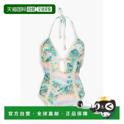 1h可退 香港直邮ZIMMERMANN 女士 剪口印花挂脖泳衣 2577WSS236ON