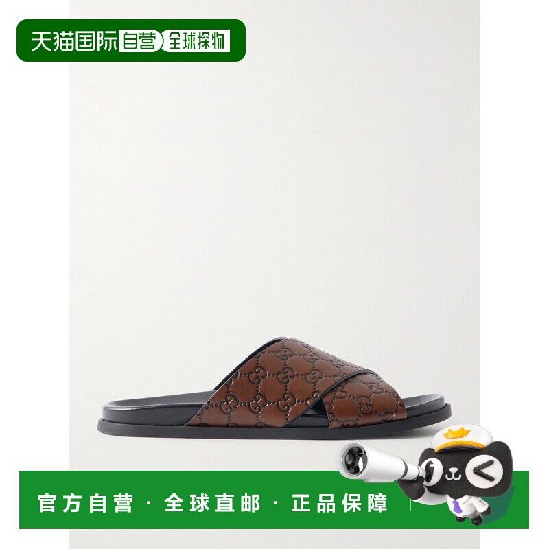 1h可退 Gucci 古驰 男士 徽标压花皮质凉鞋 834940AAFOZ