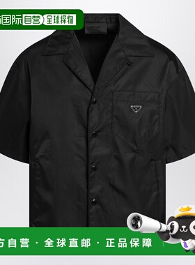 1h可退 香港直邮Prada 普拉达 男士 RENYLON 黑色短袖衬衫 SC449O