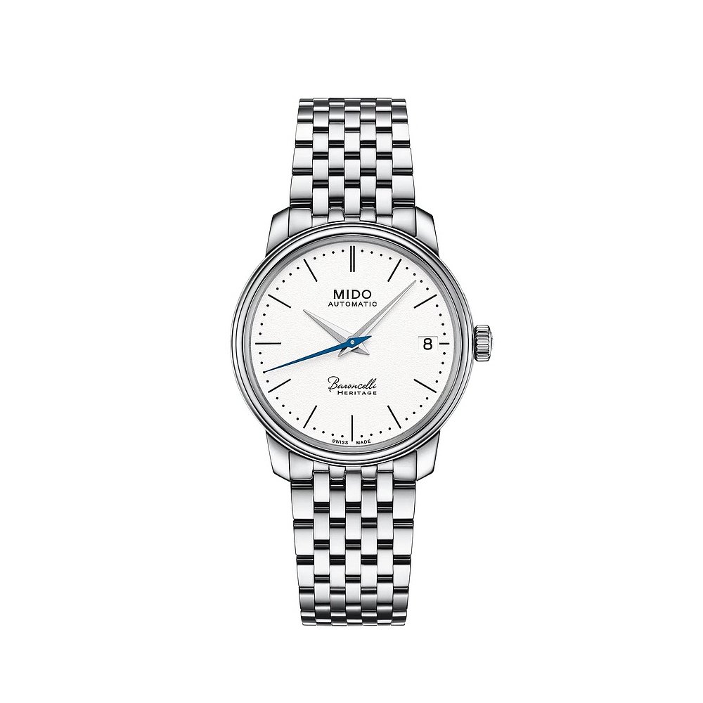 自营欧洲直邮Mido美度 贝伦赛丽女士银色表带精钢自动腕表33mm