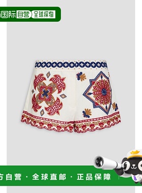 1h可退 香港直邮FARM RIO 女士 英格兰刺绣棉质短裤 333012OFFWHI