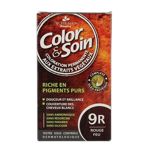 欧洲直邮3Chenes/三橡树纯植物染发膏135ml/盒 9R火红色正品