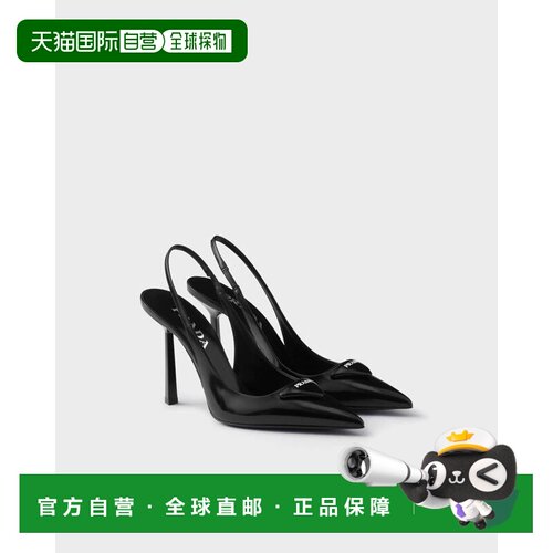 欧洲直邮PRADA (2025) 磨砂皮革露跟尖头细高跟高跟鞋普拉达