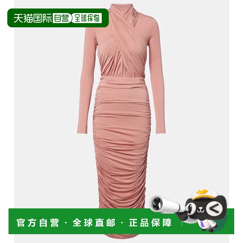 1h可退 香港直邮Balmain 巴尔曼 女士 褶皱针织中长连衣裙