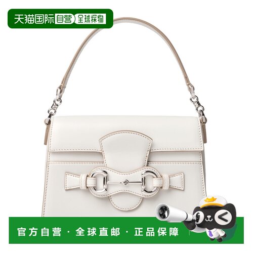 自营欧洲直邮GUCCI古驰 Horsebit Duomo小号白色皮革手提包