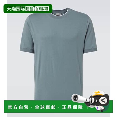 香港直邮Canali 康钠丽 男士 棉混纺针织T恤 blue蓝色 舒适时尚