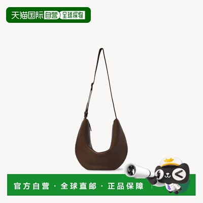 自营欧洲直邮THE ROW 女士深棕色皮革饺子包斜挎包