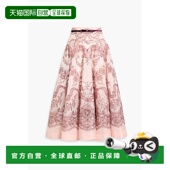 女士 1h可退 香港直邮ZIMMERMANN 束带印花亚麻真丝混纺薄纱中长