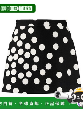 【99新未使用】香港直邮Valentino 黑色波点高腰半身裙 VB3RA7666